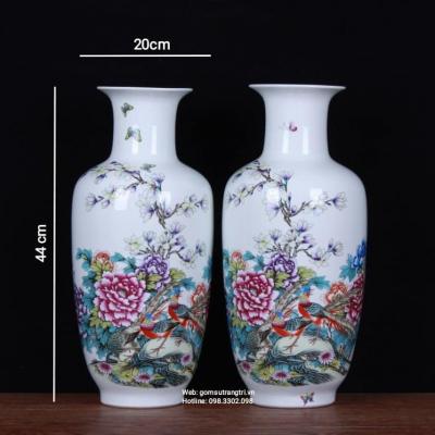 BỘ BÌNH ĐĨA CHIM TRĨ – HOA PHÙ DUNG